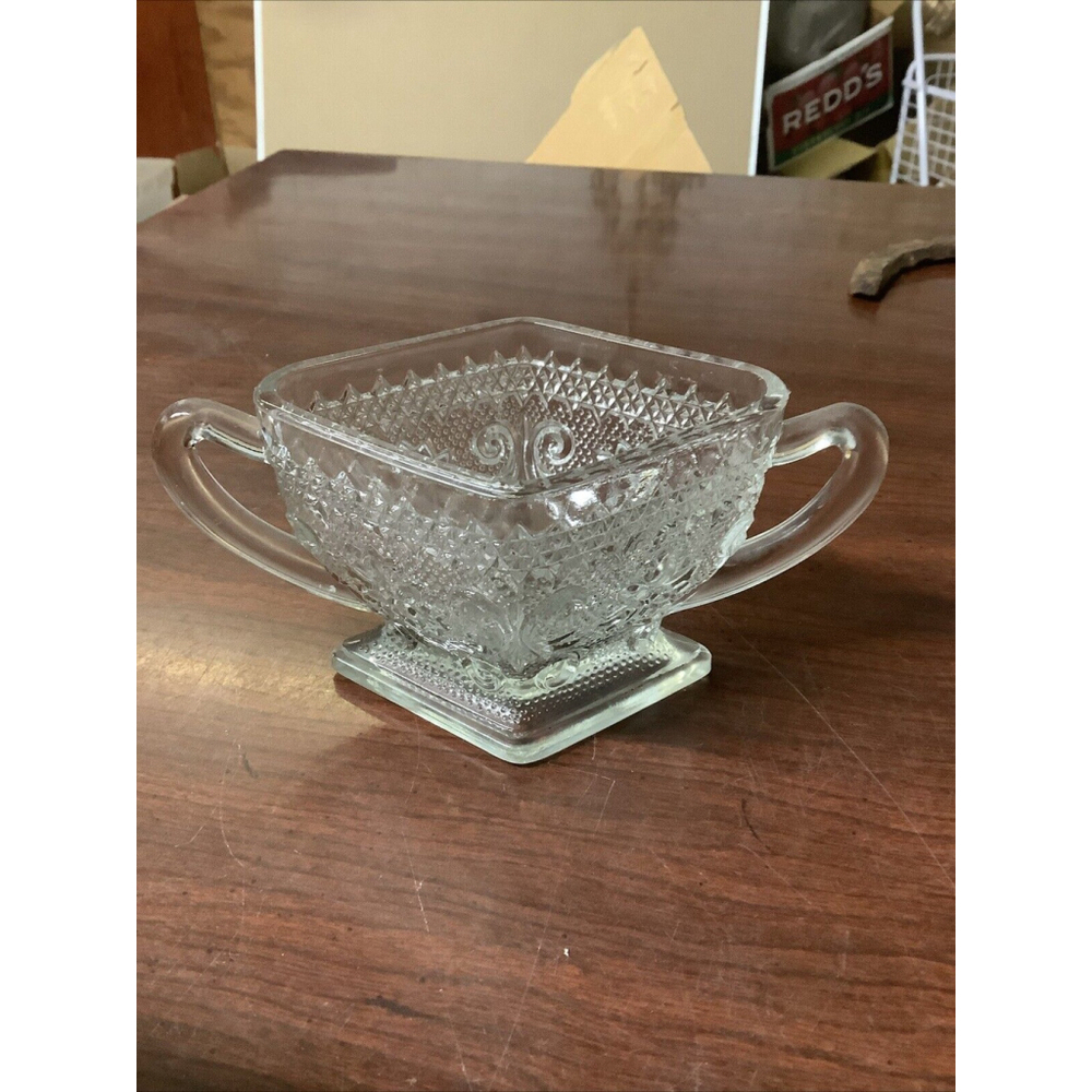 Vintage 1930’s Indiana Glass Sandwich Clear Glass Sugar Bowl - Picture 3 of 7